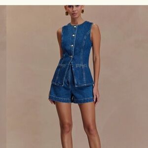 Denim two piece with Gold Buttons